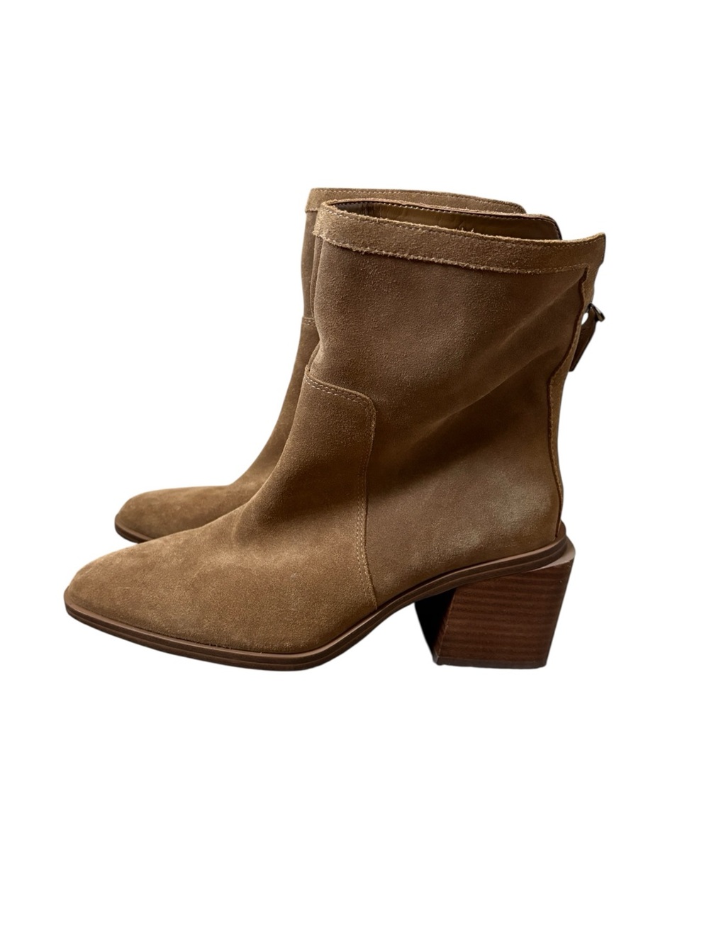 Vince Camuto Kortimy Suede Mid Shaft Boots Nutmeg Brown Pointed Toe 7.5